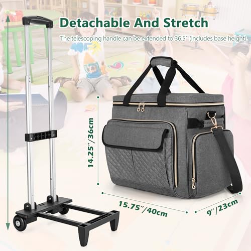LUXJA Rolling Teacher Bag with Wheels and 15.6" Laptop Compartment, Gray - color: Gray