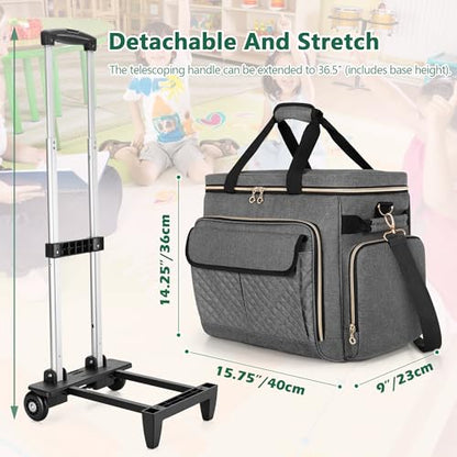 LUXJA Rolling Teacher Bag with Wheels and 15.6" Laptop Compartment, Gray - color: Gray