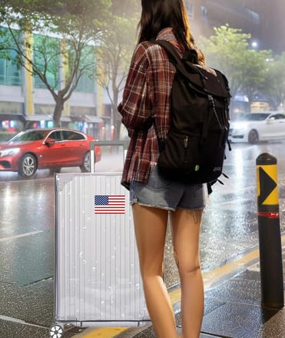 Clear PVC Suitcase Cover,Waterproof Luggage Case Rain-Proof Cover Protecter With USA America Flag Sticker(24inch) - size: 24 inch