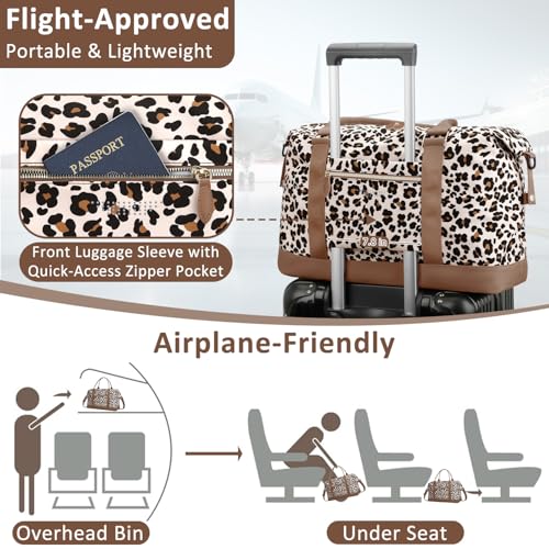 ELONGRIVER Women Travel Duffle Bags, Weekender Overnight Bag, Hospital Bag - color: Leopard Print, size: X-Large