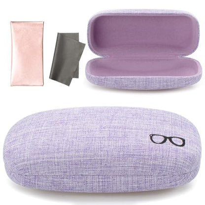 Vemiss Hard Shell Sunglasses Case, Large Linen Fabric Protective Glasses Case for Men Women - color: Purple 2, size: Sunglass Case