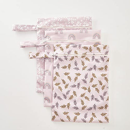 Happy Flute 3 Set Wet Bag Storage Bag Waterproof Washable for Baby - color: Leaf
