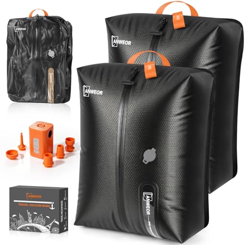 2 Pack Bag with Vacuum Travel for Suitcase, 20L Overpack Vacuum Bags w/Pump - size: 20L