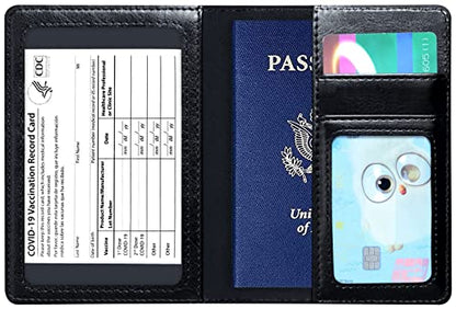Passport Holder Wallet Cover Case RFID Blocking Slot Travel Accessories - color: Black