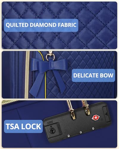 Carry On Luggage 22x14x9 Airline Approved, 20" Softside Suitcase for Travel - color: Blue