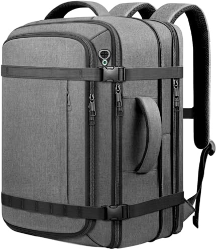 Carry On Backpack,Expandable Large 1-7DAYS Capacity Travel Backpack,Grey - color: Grey, size: 18.4inch - 23.2"x14.9"x9.4"(+3.5")