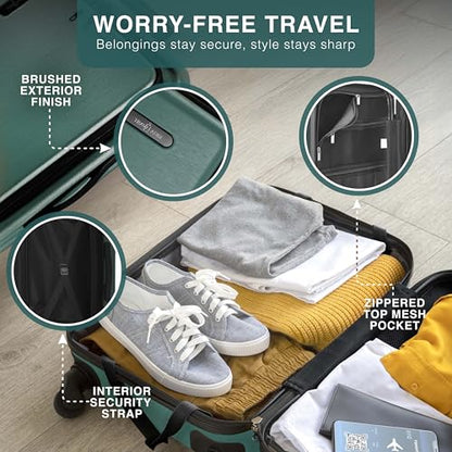 TRAVELARIM 3 Piece Luggage Sets, 20 Inch Carry On Luggage, 24 Inch Suitcase - color: Green, size: 3 Piece Set (20"/24")