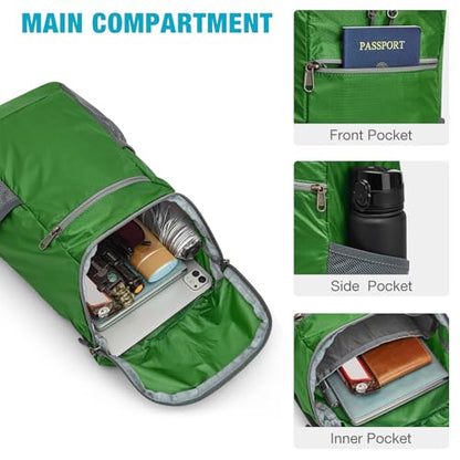 G4Free 10L Lightweight Packable Hiking Backpack, Nylon Daypack Daily Travel - color: Green, size: Small