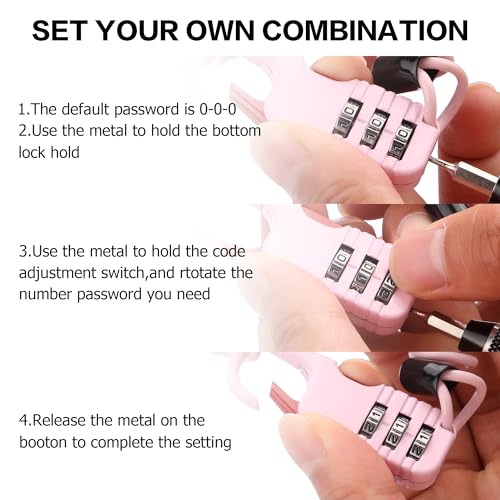 YAODHAOD Luggage Lock,TSA Approved Travel Lock,3 Digit Combination Padlock Spring Cable Lock (80cm) for School Gym Locker, Helmet, Gate, Fence, Luggage,Suitcases (2PCS) (Pink) - color: Pink