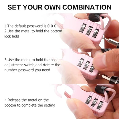 YAODHAOD Luggage Lock,TSA Approved Travel Lock,3 Digit Combination Padlock Spring Cable Lock (80cm) for School Gym Locker, Helmet, Gate, Fence, Luggage,Suitcases (2PCS) (Pink) - color: Pink