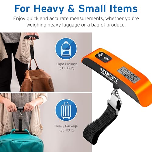 Etekcity Luggage Scale, Digital Suitcase Weight Scale for Travel, 110 lb - color: Orange