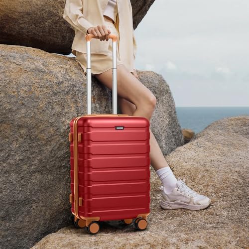 Carry on Luggage, Suitcase Set 3Piece with Backpack YKK zippers - color: Red