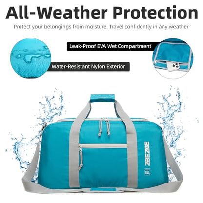 Foldable Travel Bag 85L, Extra Large Duffel for Camping & Trips - color: Light Blue, size: 85L