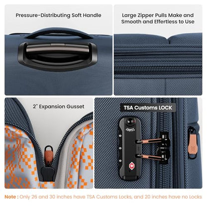 3-Piece Luggage Set(20/26/30in)-Expandable Luggage Set - color: Navy, size: 3-Piece Set (20"/26"/30")