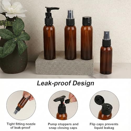 Cosywell 13 Pack Brown Travel Size Bottles for Toiletries - color: K-Brown-13pcs
