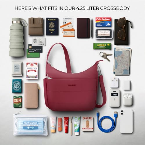 Travelon Anti-theft Roam Medium Crossbody - color: Cranberry