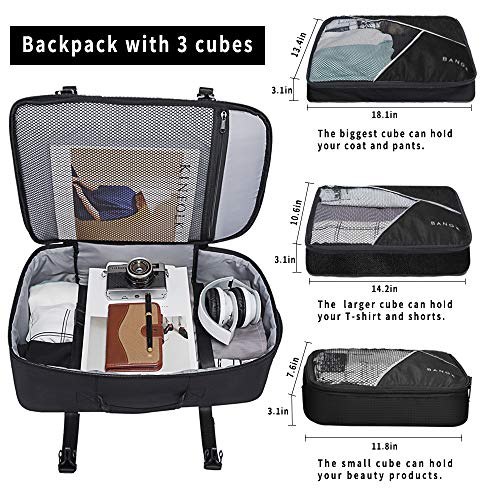 BANGE Travel Overnight Backpack,40-Liter FAA Flight Approved Weekender Bag Carry on Backpack… - color: Black