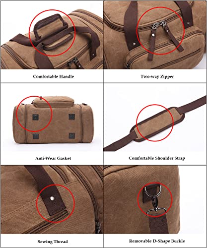 Duffle Bag for Travel, Large Canvas Duffel Bag for Travelling Overnight Weekender Bag Carry On Bag for Men Women Grey - color: Grey
