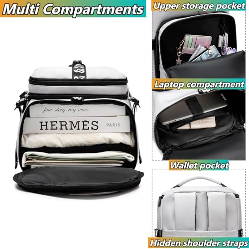 Gym Duffle Bag Backpack,4‑Way Waterproof with Shoe Compartment Travel Laptop - color: Grey