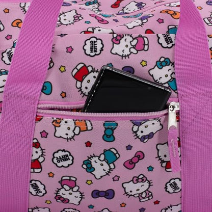 Hello Kitty Duffle Bag, 16” Travel Sleepover Bag for Girls, Weekender Bag, Pink Dance Bag - color: Hello Kitty