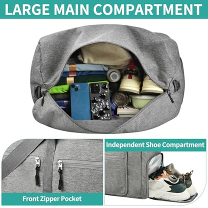 Dimayar 65L Foldable Duffle Bag for Travel, Lightweight Weekender Bags - color: Grey, size: 65L