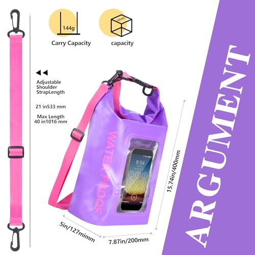 IP68 Waterproof Dry Bag, 5L Roll Top Waterproof Pool Bag - color: purple 5L