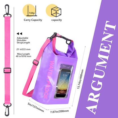 IP68 Waterproof Dry Bag, 5L Roll Top Waterproof Pool Bag - color: purple 5L