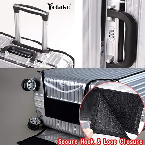 Yotako 슈트케이스 커버 프로텍터 수하물 커버 여행 가방 50.8cm(20인치), 61.4cm(24인치), 66.6cm(26인치), 71.1cm(, 80%투명 20%블랙, 지퍼 없음 - color: 80%투명 20%블랙, size: 28''(25.98''H x 19.68''L x 11.81''W)