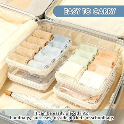 3PCS Clear Hard Plastic Zipper Case, Double Zippers Hard Pouch - color: 3M