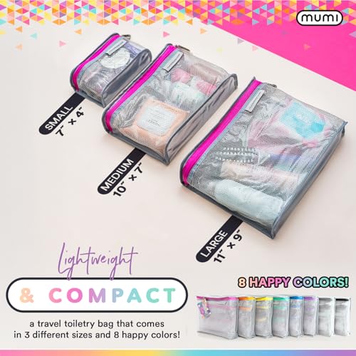 MUMI Travel Toiletry Bag Set of 3 - Clear TSA Approved, Purple - color: Purple