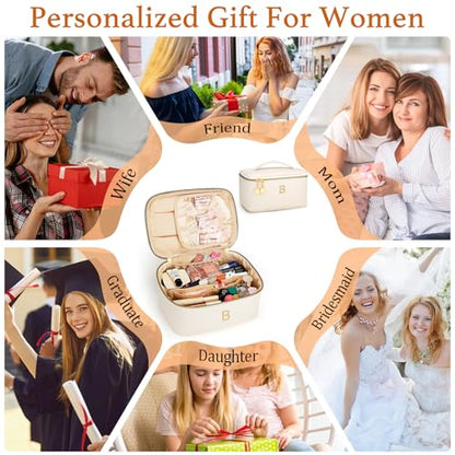 Personalized Makeup Bag Gifts for Women Travel Cosmetic Case - color: Beige01, style: B
