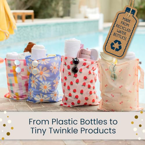 Tiny Twinkle Mess Proof Wet Bags | 2-Pack Reusable Waterproof Wet Bags for Swimsuits | Baby Clothes | Travel & Diaper Bag (Pink, Brown Checkers) - color: Pink, Brown Checkers, size: 2 Pack