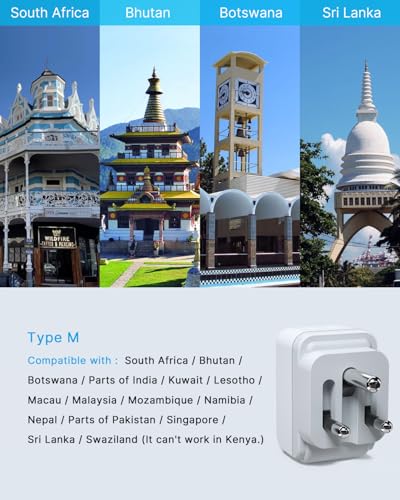VINTAR Type M Adapter for South Africa, 2 Pack Foldable Africa Travel Plug - style: Type M - South Africa