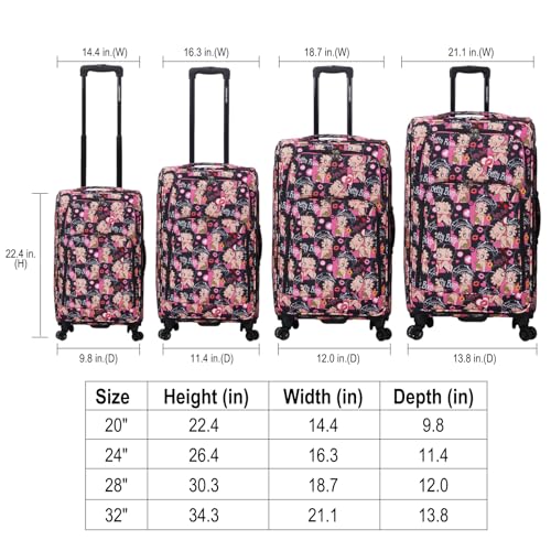 Karriage-Mate Betty Boop Printed 4-Piece Luggage Set - Expandable Softside Suitcases with 360° Spinning Wheels: 20” Carry-On & 24/28/32” Checked Travel Bags (CT1) - color: CT1