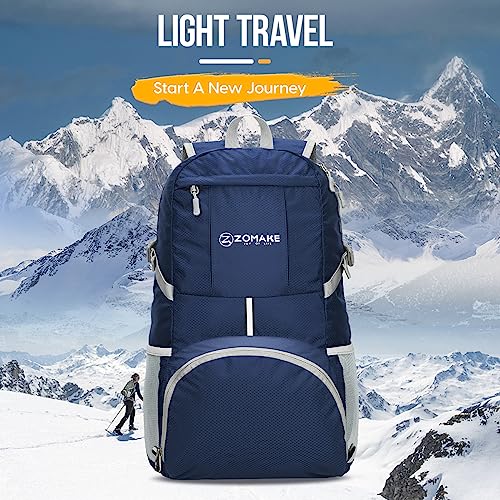 ZOMAKE Lightweight Packable Backpack 35L, Water Resistant Foldable Day Pack - color: B-royal Blue