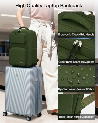MILADA Travel Backpack, Expandable Carry On Backpack 28L-39L, Green - color: Green