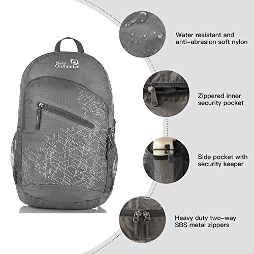 Outlander Packable Handy Lightweight Travel Hiking Backpack Daypack, Grey - color: Grey, size: 20L