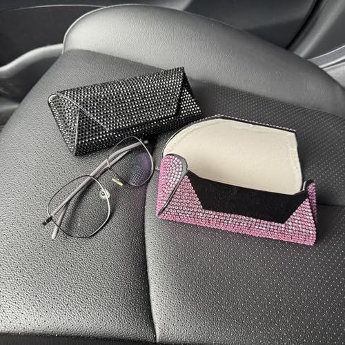Bling Eyeglass Case for Women, Hard Shell Sunglasses Case - color: Green