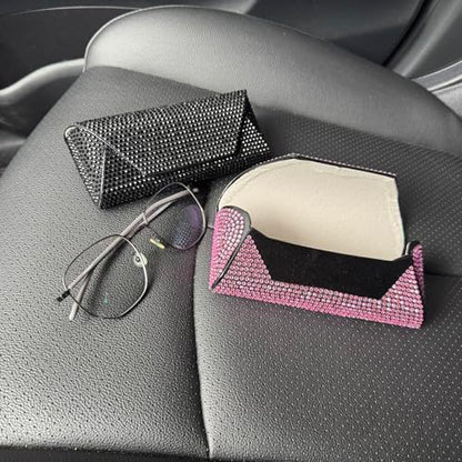 Bling Eyeglass Case for Women, Hard Shell Sunglasses Case - color: Green