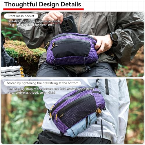 HIKEMAN Waist Bag Strap Pack Pouch for Backpack Lightweight Phone Pocket - color: Grey