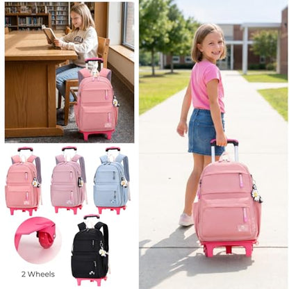 Kids Rolling Backpack with Wheels, Wheeled School Backpack for Girls Boys - color: A-blue Two Wheels, size: Two Wheels