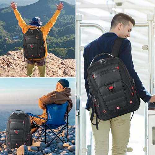 Z-MGKISS Extra Large Backpack for Men,Gaming Travel Bag Fit 18.4-19" Laptop - color: Black, size: 18.4 Inch (22''x15''x12'')