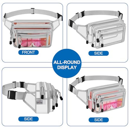 USPECLARE Clear Fanny Pack Stadium Approved Large Multi-Purpose Waist Bag - color: Silver, style: 1-pack-pvc