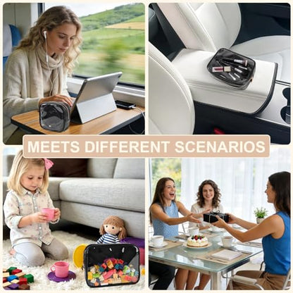 YOPCDJ 4피스 투명 메이크업 가방 세트, 방수 TPU 지갑 정리함 파우치, TSA 승인 세면도구 가방, 기저귀 가방 정리함 파우치, 여성 및 아동용 여행 정리함 가방 - color: 블랙., size: 4 pieces