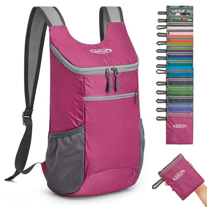 G4Free 10L Lightweight Packable Hiking Backpack, Nylon Daypack Daily Travel - color: Rose, size: Small