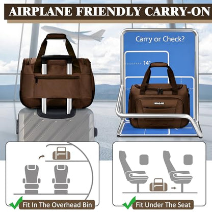 Underseat Carry On Luggage Bag Airplanes Personal Item Bag - 16 IN Brown - color: Brown, size: 16 IN