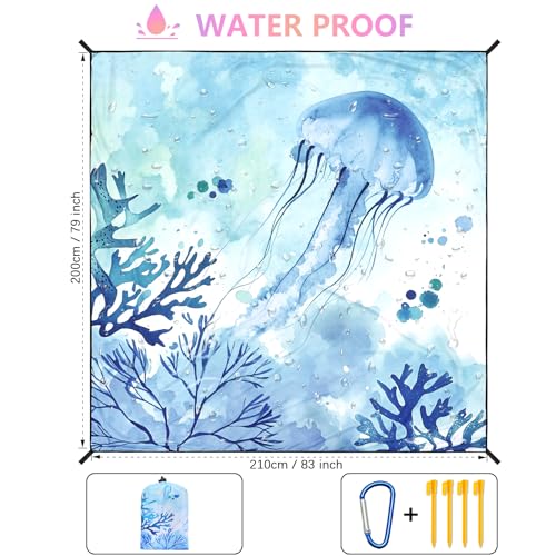 Beach Blanket Sandproof Extra Large Beach Mat Adults Waterproof Sand Free - color: Sm, size: 79" X 83"
