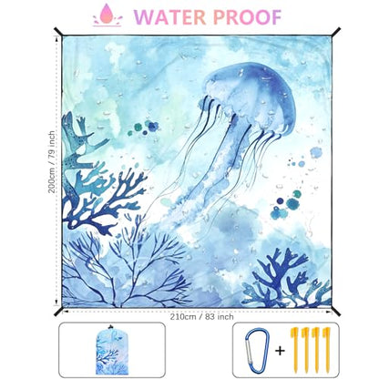 Beach Blanket Sandproof Extra Large Beach Mat Adults Waterproof Sand Free - color: Sm, size: 79" X 83"