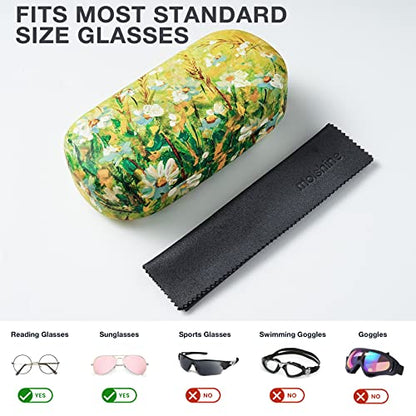 molshine Hard Shell Sunglasses Case,Classic Large Glasses Case for Women Men,Sunglass Eyeglasses - color: Yellow Daisy