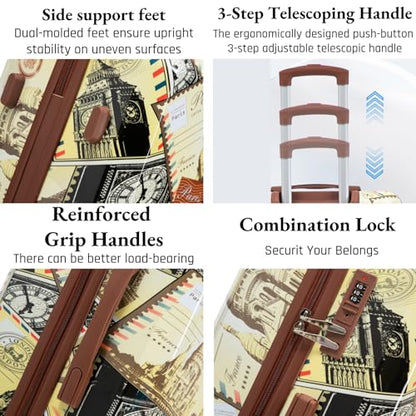 Luggage Hard-shell with 360° Spinner Wheels, Gradient Color Suitcase with Combination Lock, Lightweight - color: Coffee, size: 3-Piece Set(20''&24''&28'')